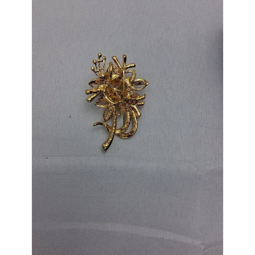 Camrose & Kross JBK Jackie Kennedy Amber Crystal Flower Bouquet Brooch Pin COA - Picture 5 of 13